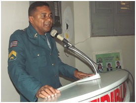 Sargento Amarildo durante seu discurso na cerimônia