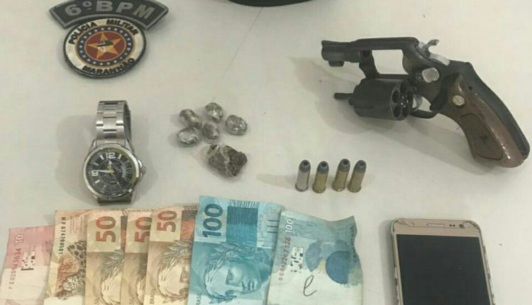 POLICIAIS MILITARES DO 6º BPM PRENDEM HOMENS COM ARMA E DROGAS