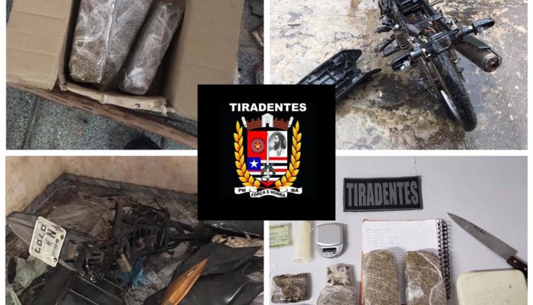 POLICIAIS DO BATALHÃO TIRADENTES DESARTICULAM DESMANCHE DE MOTO E APREENDEM DROGAS