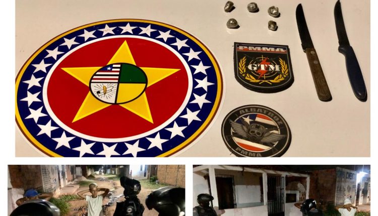 Polícia militar apreende armas brancas e drogas no Parque Jair