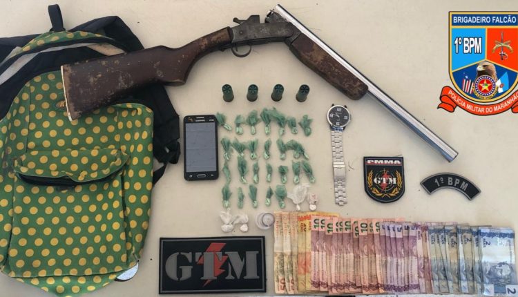 Polícia militar prende suspeito por tráfico de drogas e porte ilegal de arma de fogo no bairro gapara
