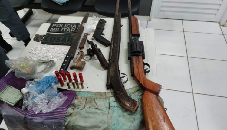 PMMA APREENDE ARMAS, DROGAS E SUSPEITOS DE HOMICÍDIO NO INTERIOR DO ESTADO
