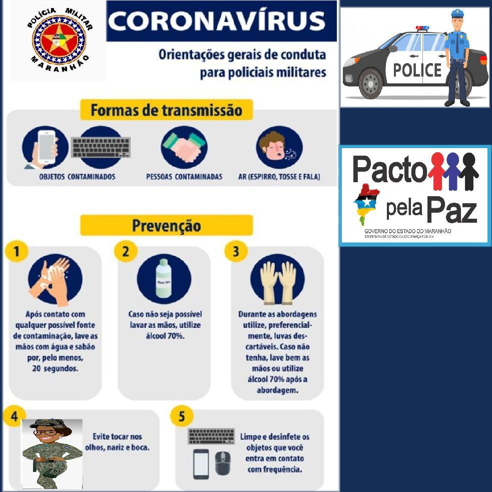 Orientações gerais de conduta aos policiais militares contra o Coronavírus