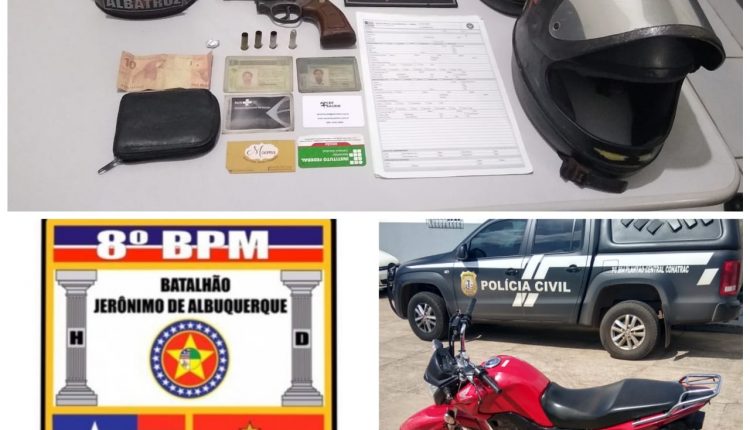 Polícia Militar aprende arma de fogo e recupera moto roubada