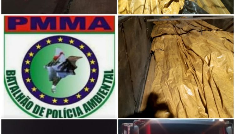 Batalhão de Polícia Militar Ambiental apreende carga de madeira ilegal