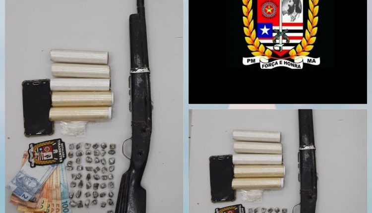 PM apreende arma de fogo e materiais de suposto tráfico de drogas em São Luis