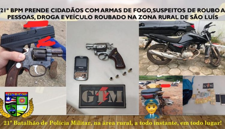 Policiais Militares apreenderam armas de fogo e drogas neste fim de semana na zona rural de São Luís – MA
