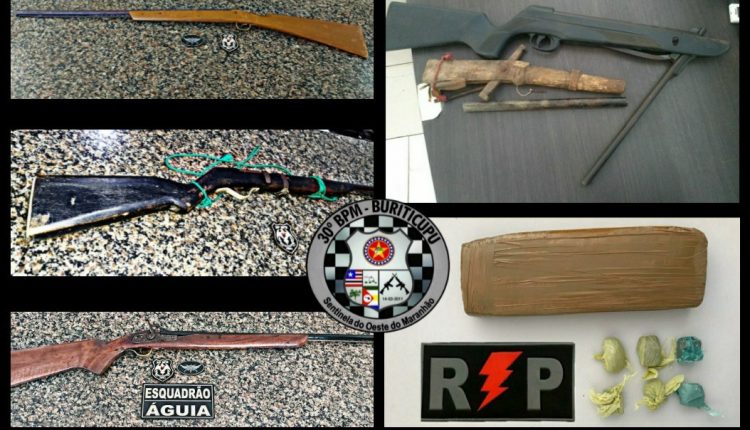 Polícia militar apreende 6 armas de fogo e drogas durante operação Saturação em Buriticupu
