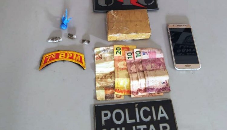 7° BPM APREENDE DROGAS E SUPEITO DE TRAFICO NA REGIÃO DE SANTA LUZIA