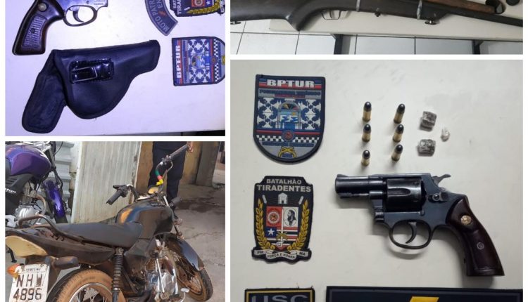 OPERAÇÃO INTEGRADA CAXIAS SEGURA APREENDE TRÊS ARMAS DE FOGO E RECUPERA MOTOCICLETA ROUBADA