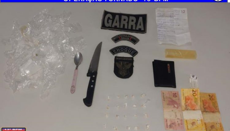 Policiais militares do 13º BPM prendem suspeito de tráfico de drogas