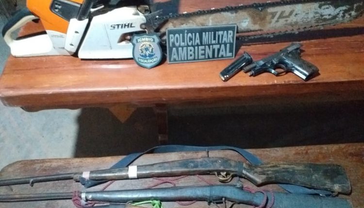 Operação do Batalhão Ambiental, ICMBio e FUNAI apreendem armas, munições e maquinários de madereiros na Reserva do Gurupi e terras indígena Awa