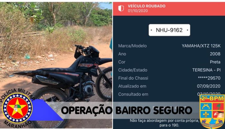 POLÍCIA MILITAR RECUPERA TRÊS MOTOCICLETAS ROUBADAS DURANTE OPERAÇÃO BAIRRO SEGURO EM CAXIAS-MA