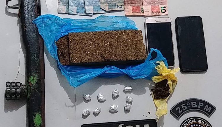 PMMA prende suspeito de tráfico de drogas e apreende arma de fogo em Bacuri MA