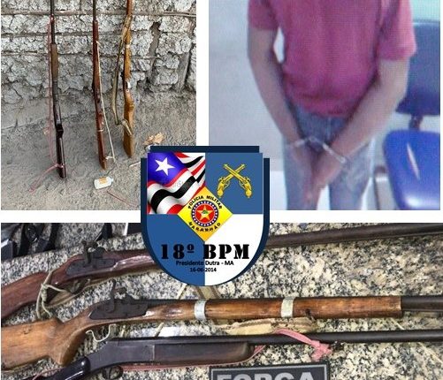 Força conjunta do 18º BPM, CTA e GOE apreendem 08 armas de fogo no sertão de Tuntum-MA