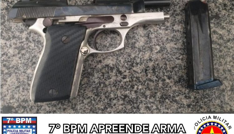 Policiais militares do 7° BPM apreendem arma de fogo e prendem suspeitos em Santa Inês.