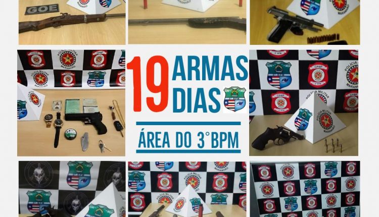 3° BPM APREENDEU DEZENOVE ARMAS EM DEZENOVE DIAS DO MÊS DE OUTUBRO