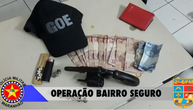 Bairro Seguro: Polícia Militar prende dupla e apreende arma de fogo em Caxias-MA