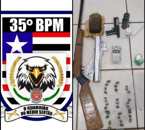 Polícia Militar estoura “boca de fumo” na cidade de Paraibano e apreende drogas e armas de fogo