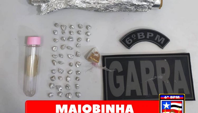 EQUIPE DA POLÍCIA MILITAR PRENDE SUSPEITO PORTANDO DROGAS