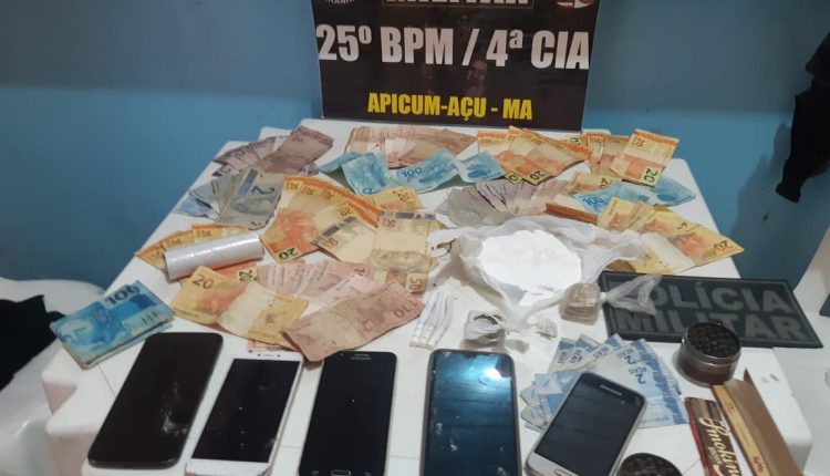 PM de Apicum-Açu prende suspeitos de associação ao tráfico com grande quantidade de drogas
