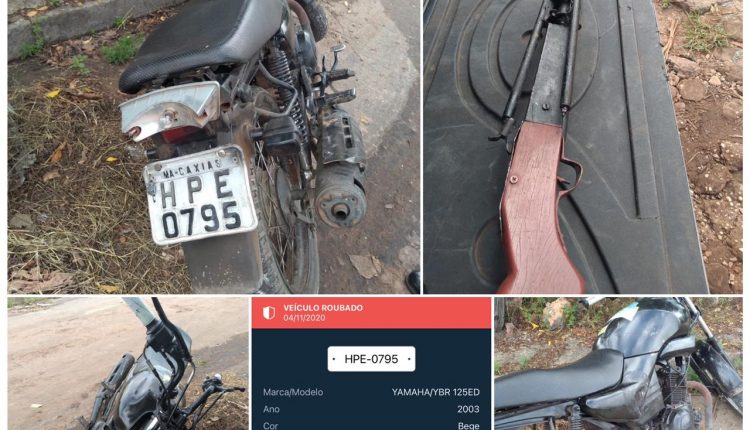 POLÍCIA MILITAR RECUPERA UMA MOTOCICLETA ROUBADA E APREENDE ARMA DE FOGO DURANTE OPERAÇÃO BAIRRO SEGURO EM CAXIAS-MA
