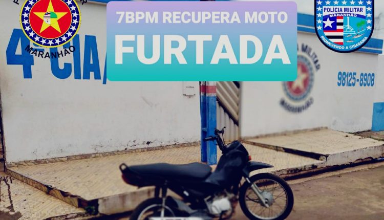 MOTO FURTADA É RECUPERADA PELA PM EM SANTA LUZIA – MA