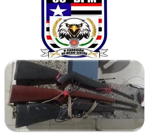 Policiais militares apreendem três armas de fogo na cidade de Barão de Grajaú
