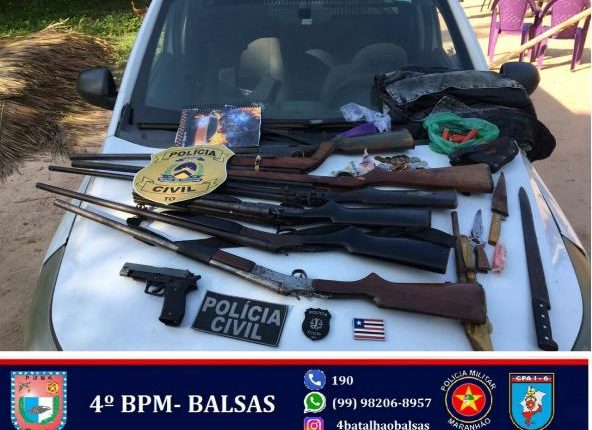 Operação conjunta das Polícias do Maranhão e Tocantins cumpre mandado de prisão e apreende várias armas de fogo na cidade de Barra do Ouro