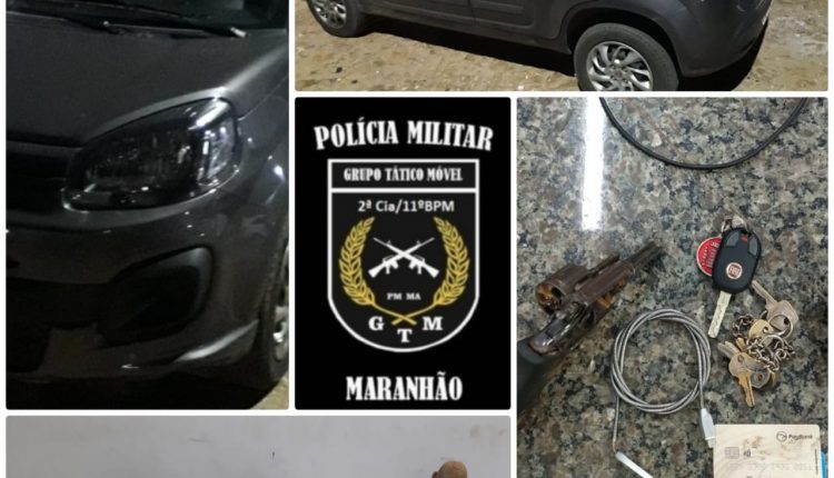 HOMENS SÃO PRESOS COM ARMA DE FOGO E CARRO ROUBADO EM TIMON