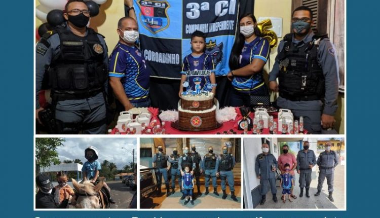 POLICIAIS MILITARES DA 3ª CI PARTICIPAM DE ANIVERSÁRIO DE CRIANÇA FÃ DA PMMA