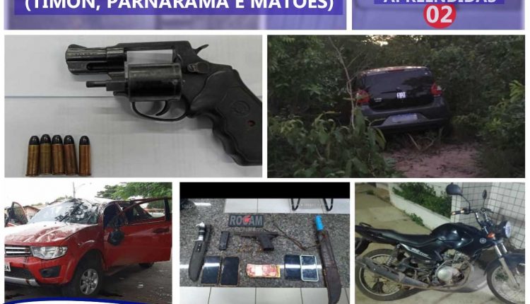 PMMA apreende 2 armas e fogo e recupera veículos roubados em Timom
