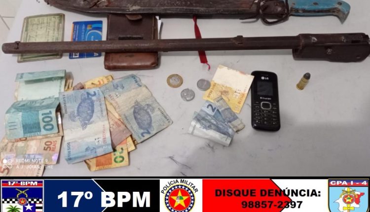PMMA PRENDE HOMEM QUE PORTAVA ARTEFATO DE ARMA DE FOGO EM CODÓ