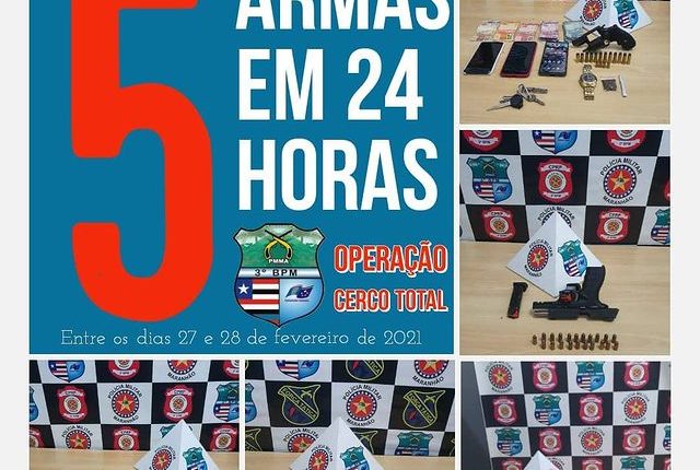 Em menos de 24 horas 3º BPM retira de circulação cinco armas de fogo das ruas de Imperatriz
