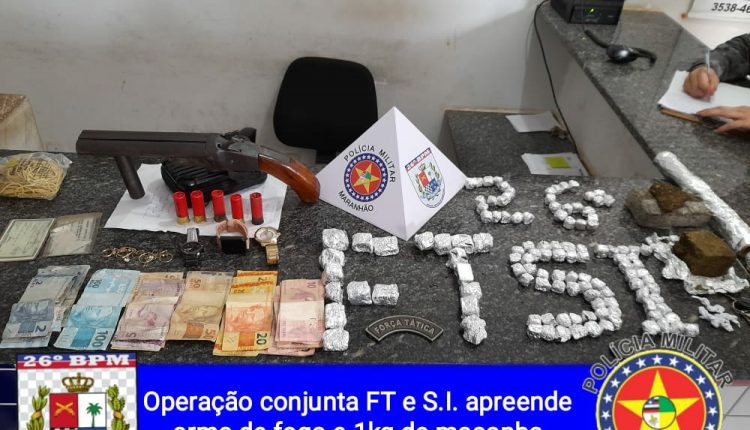 HOMEM É PRESO SUSPEITO DE TRÁFICO DE DROGAS E PORTE ILEGAL DE  ARMA DE FOGO 