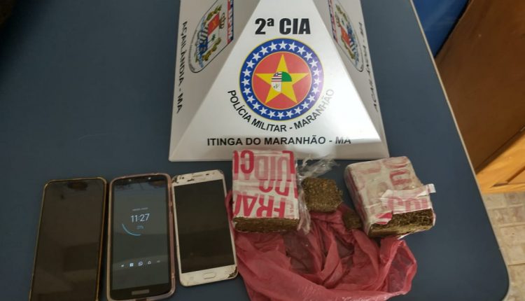 Polícia Militar prende suspeitos por tráfico e apreende uma barra de maconha em Itinga-MA