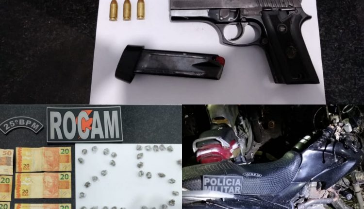 Operações do 25º BPM apreendem pistola, drogas e motocicleta roubada em Cururupu