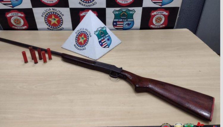 Arma de fogo apreendida por policiais do 3º BPM, em Governador Edison Lobão