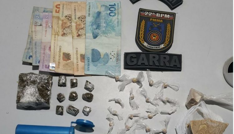 POLÍCIA MILITAR PRENDE CASAL SUSPEITO DE TRÁFICO DE DROGAS NO BAIRRO DO PARANÃ, PAÇO DO LUMIAR