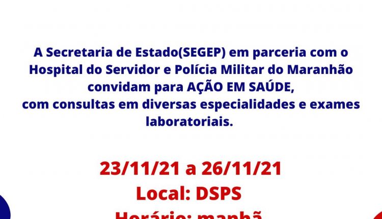 De 23 a 26 de novembro consultas em várias especialidades e exames laboratoriais na DSPS
