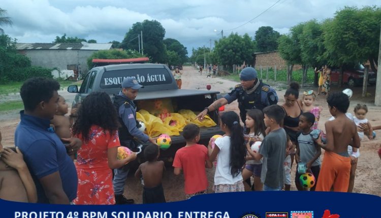 PROJETO 4º BPM SOLIDÁRIO, ENTREGA DE BRINQUEDOS NO DISTRITO ALDEIA