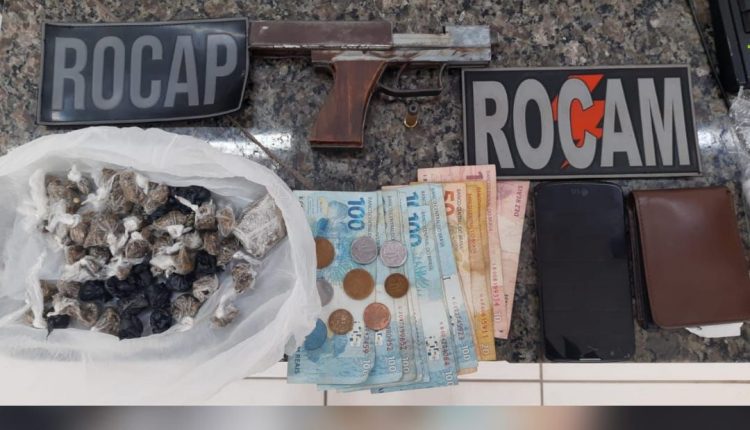 Em ação conjunta, PMMA e PMPI, fazem apreensão de arma e de substância semelhante a maconha