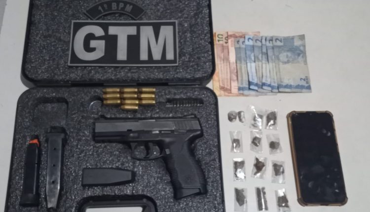 OPERAÇÃO CARNAVAL SEGURO: Polícia Militar prende foragido da justiça com pistola e drogas no bairro Anjo da Guarda