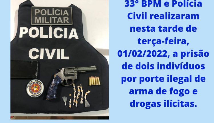 Em ação conjunta PM e PC conduzem suspeitos com arma e drogas em Colinas-MA