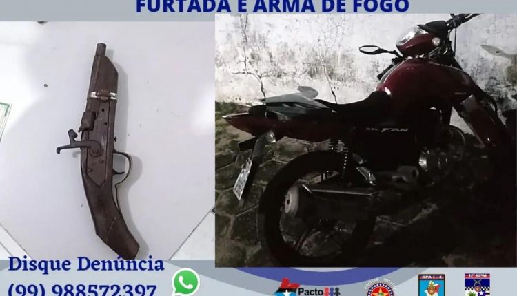 Em Codó polícia militar prende dupla coma arma de fogo e motocicleta roubada