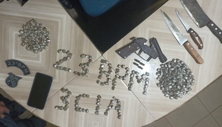 PMMA PRENDE SUSPEITO DE TRÁFICO DROGAS E APREENDE ARMA DE FOGO