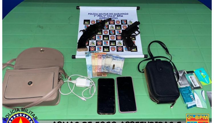 Polícia Militar apreende duas armas de fogo e recupera motocicleta e objetos roubados em Aldeias Altas