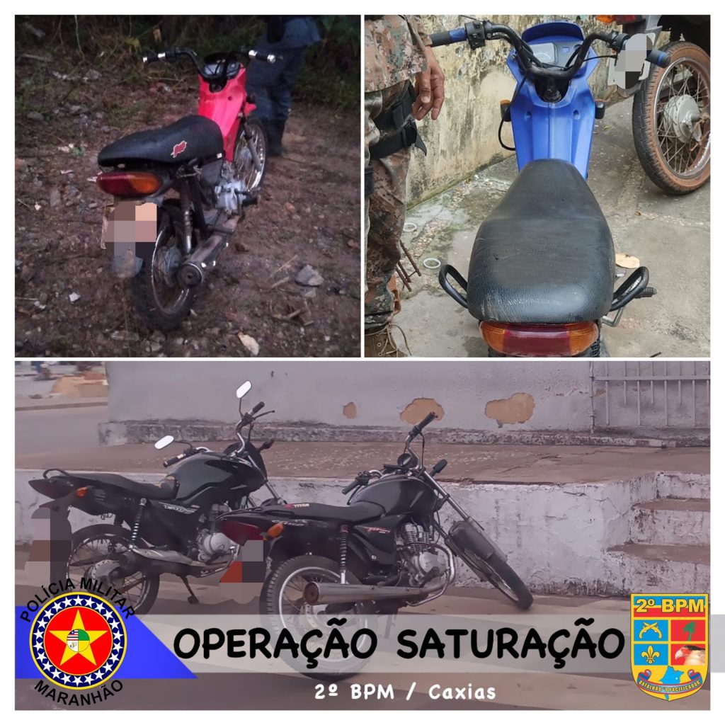 Polícia Militar recupera quatro motocicletas com restrição de roubo durante Operação Saturação em Caxias-MA.