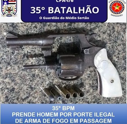 Polícia Militar prende homem por porte ilegal de arma de fogo em Passagem Franca