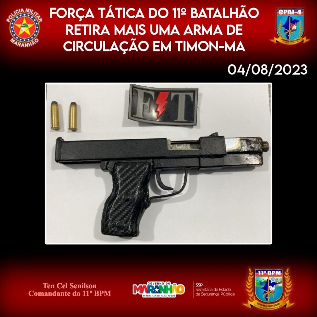 FORÇA TÁTICA DO 11º BATALHÃO PRENDE DUPLA COM ARMA DE FOGO EM TIMON-MA